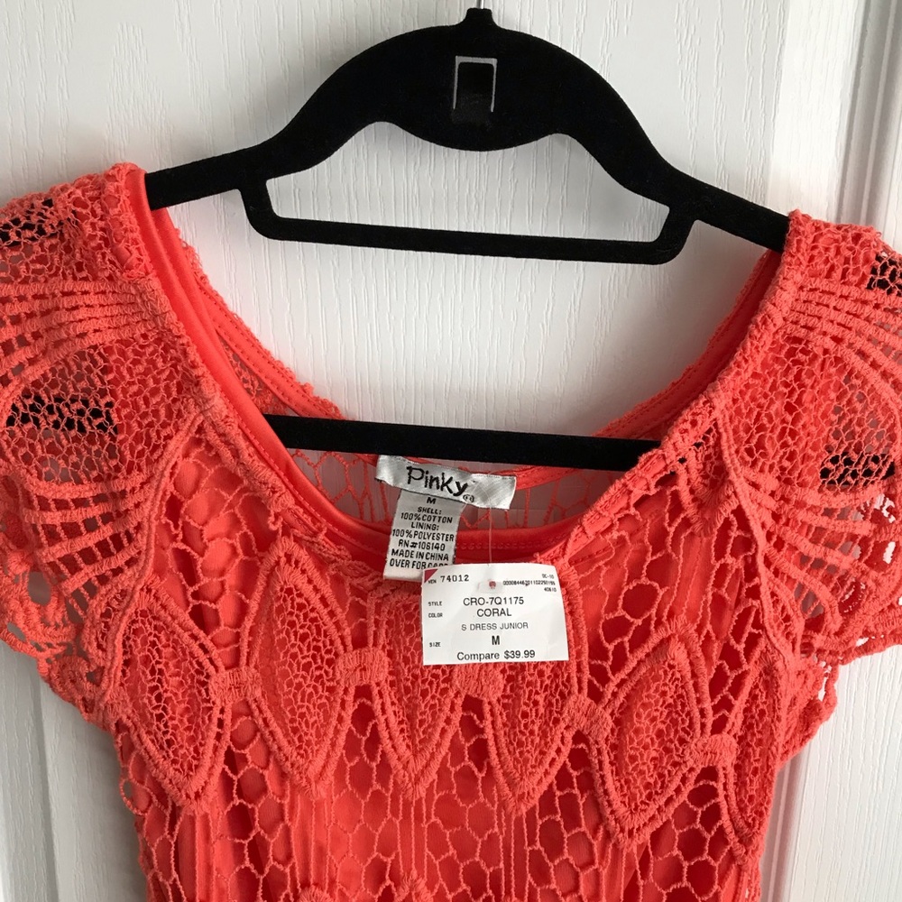 Coral crush crocheted dress.